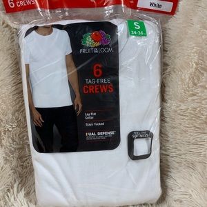 Fruit of the Loom 6 Tag Free Crew Undershirts S